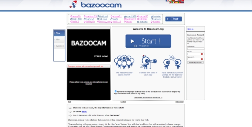 bazoocam homepage