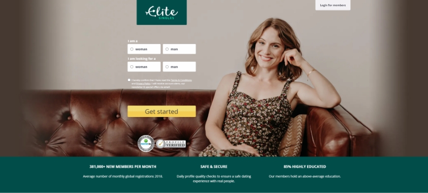 elite singles dating site homepage