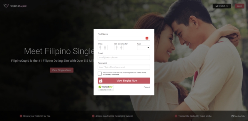 filipino cupid dating site registration process homepage popup