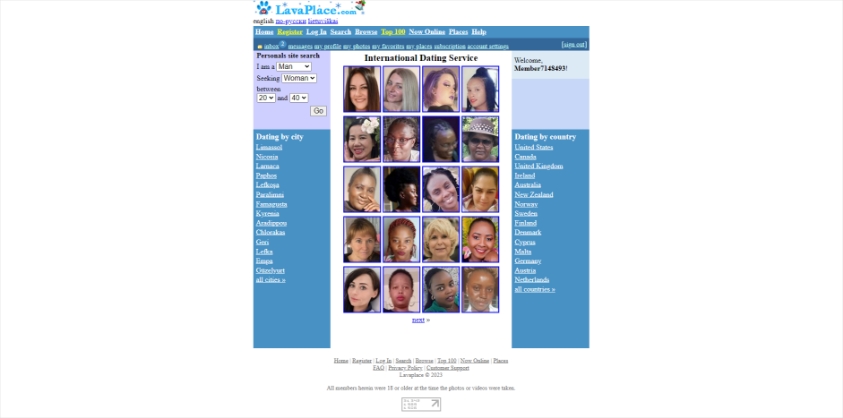 LavaPlace dating site homepage