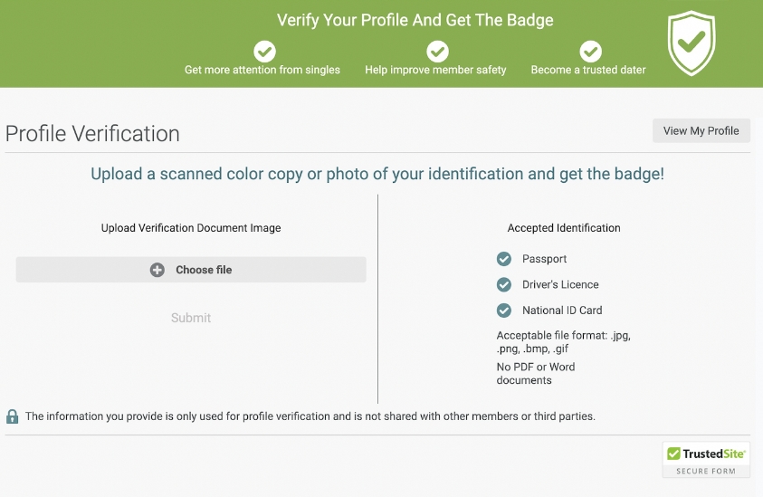 Muslima dating site profile verification section registration process