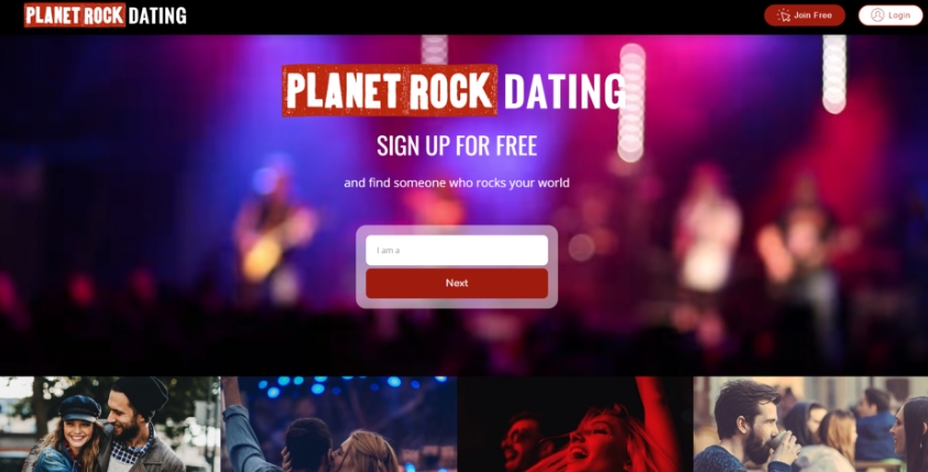 PlanetRockDating.com dating site homepage.