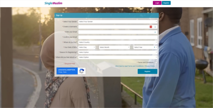 SingleMuslim dating site registration form